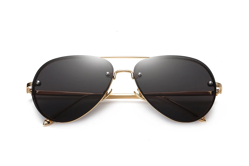 TOYEARN Модные Винтажные Солнцезащитные очки без оправы для женщин и мужчин ретро с прозрачными линзами брендовые дизайнерские зеркальные солнцезащитные очки для женщин - Цвет линз: C01  Gold Gray