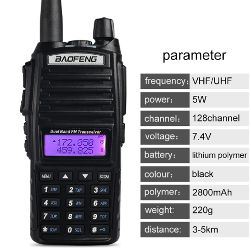 2 шт. baofeng UV 82 8 Вт портативная рация 10 км длинный Диапазон vhf/uhf Двухдиапазонная