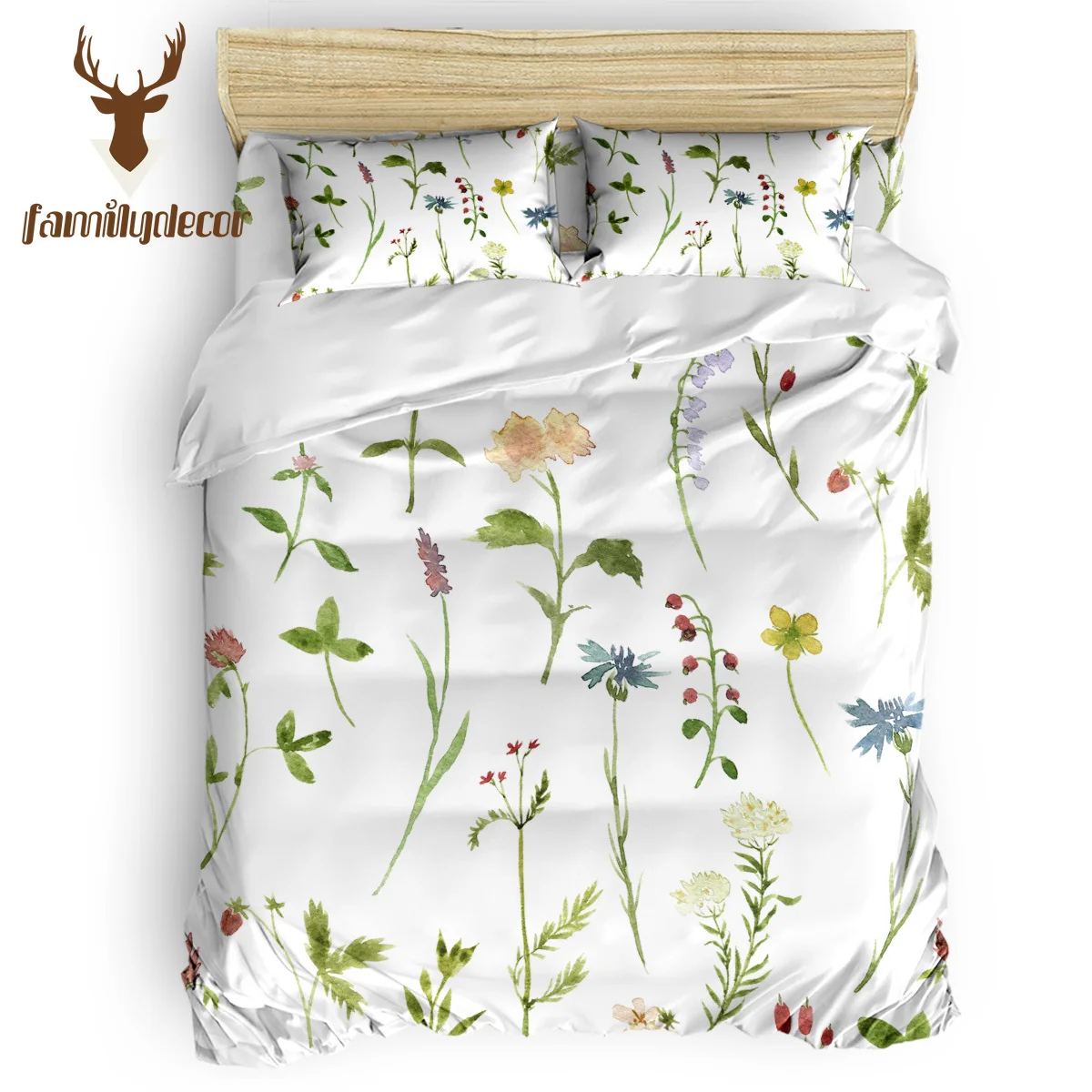 

FamilyDecor Illustration Pattern Floral Bedding Set Luxury Comforter Bedding Sets 3D King Size Red Blue Cotton DHL Free Shipping
