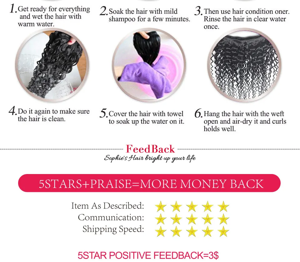Sophies Peruvian Hair Bundles Kinky Curly Hair Bundles Remy Human Hair Bundles Can Buy With Closure Double Weft Hair Extension -
