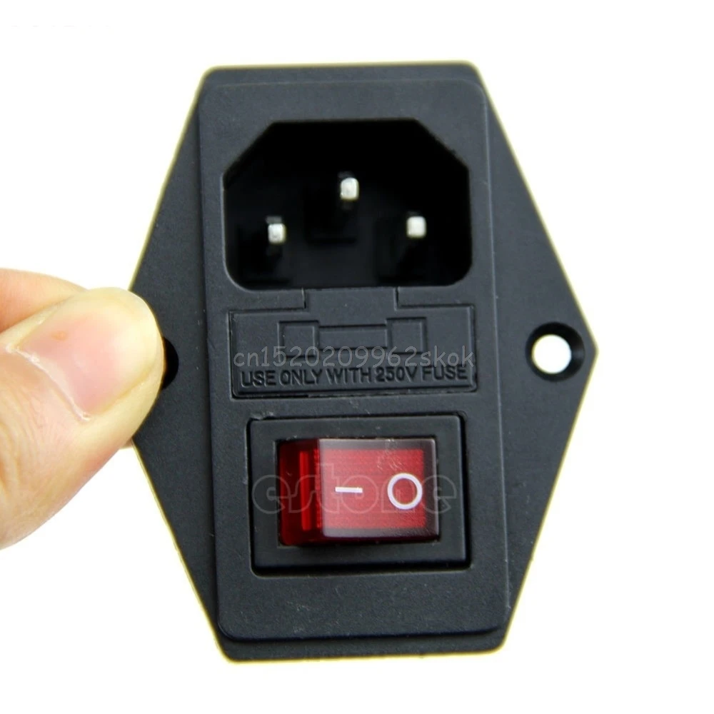 

Black Red AC 250V 10A 3 Terminal Power Socket with Fuse Holder #H029#