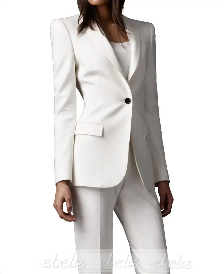 Slim Fit 2015 Ivory Women Pant Suits Shawl Lapel Fashion