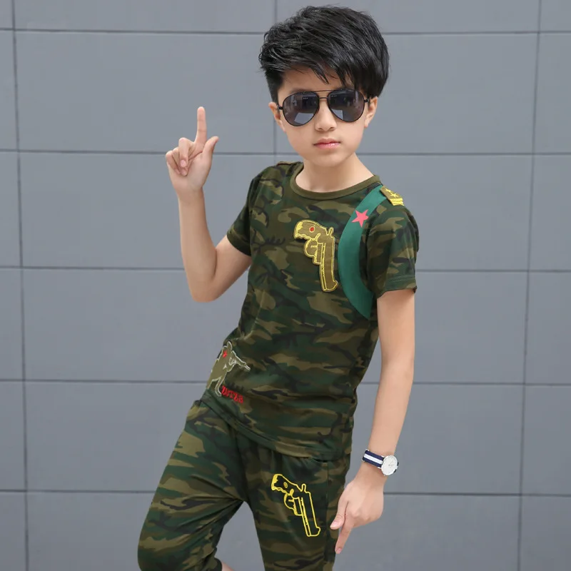 

Camo Clothing Newborn Baby Boy Clothes Boys Set Camouflage Pants Army Green T-shirt Tops Pants Outfits Set Clothes 4-13T