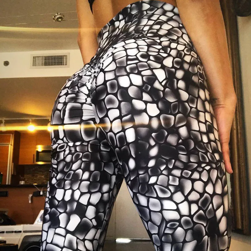 

2018 New Gothic Gravel Printed Women Fitness Leggings Push Up Workout Legging Female Sporting Slim Leggins Pants Dropshipping