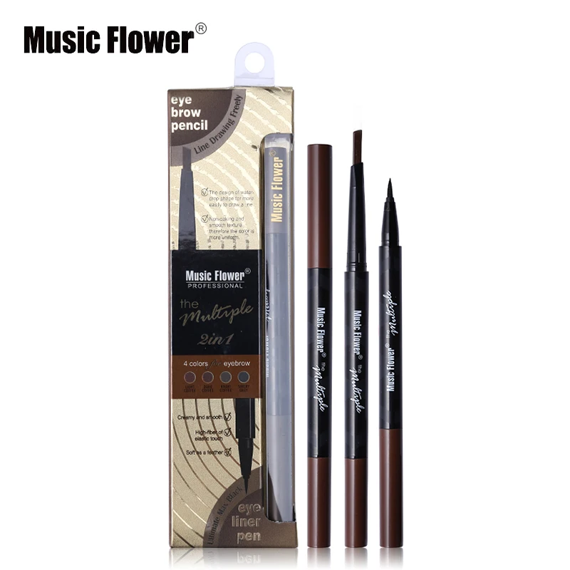 Music Flower Марка Make Up Pro Карандаш для бровей+ брови ручка Водонепроницаемый стойкий корректор для бровей, набор для макияжа, светло-бежевые косметика