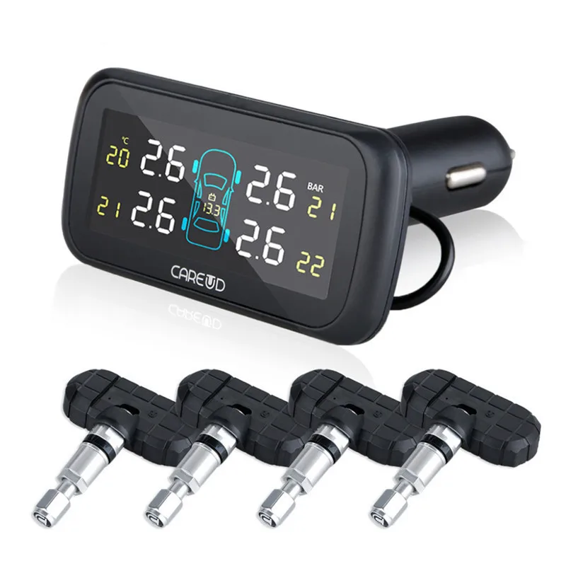 

U903 Car Wireless TPMS Tire Pressure Monitoring System temperature Bar 4 Internal External Replaceable Battery Sensors