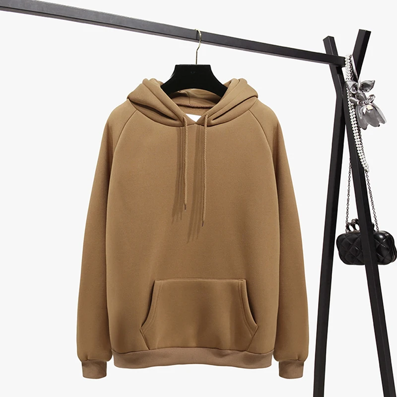 

New Autumn Winter Women Hoodies Casual Long Sleeve Hooded Pullover Sweatshirts Solid Color Female Solid Tracksuits Mujer Hoodies