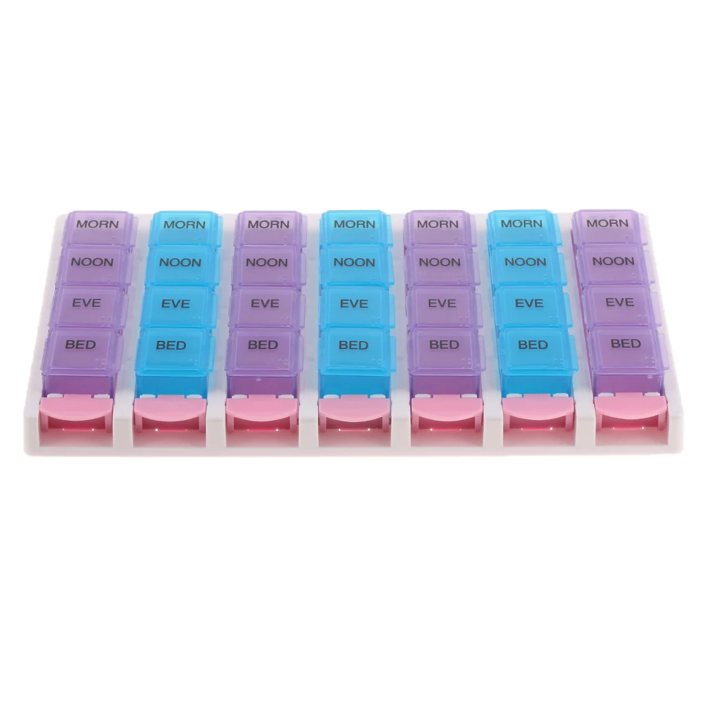 

1pcs Pill Organizer Push Button 7 Day Weekly Pill Box Cute Travel Medication Reminder Daily for Pills, Vitamin, Fish Oil