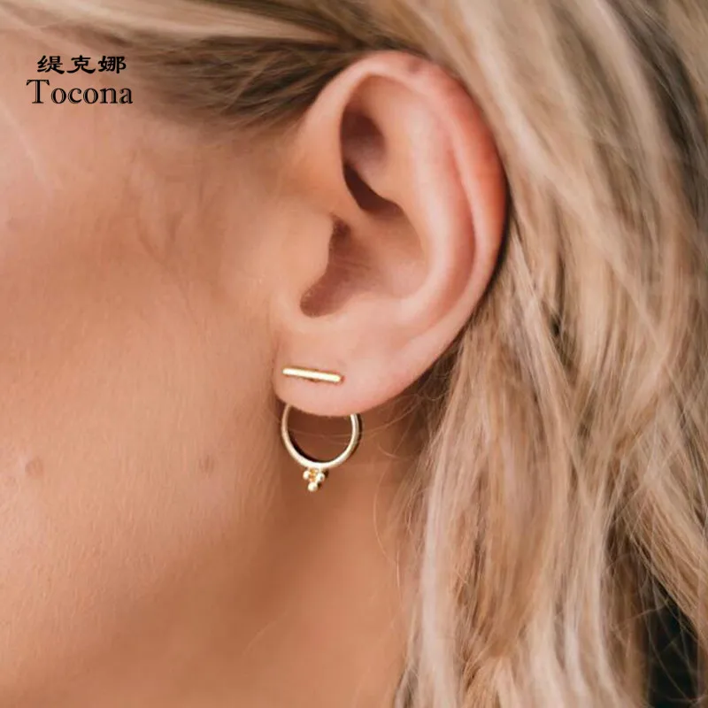 

Tocona Classical Punk Round Shape Stud Earrings Hollow Design Gold Color Hot Selling Jewelry For Women Ladies Factry Price 4134