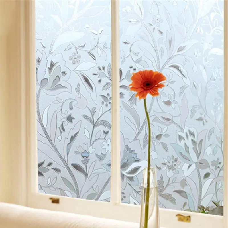 45*100CM UV Proof Static Cling Frosted Stained Flower Glass Window Film Sticker Privacy Home Decor NEW