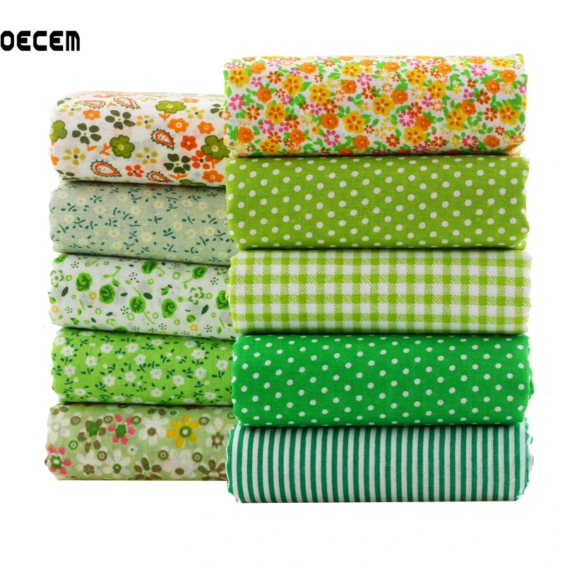 

Floral Patchwork Fabrics Green Cotton Fabrics Fat Quilting Sewing Tissue For Tildas Doll Dress DIY Crafts 10pcs/lot 50*50cm