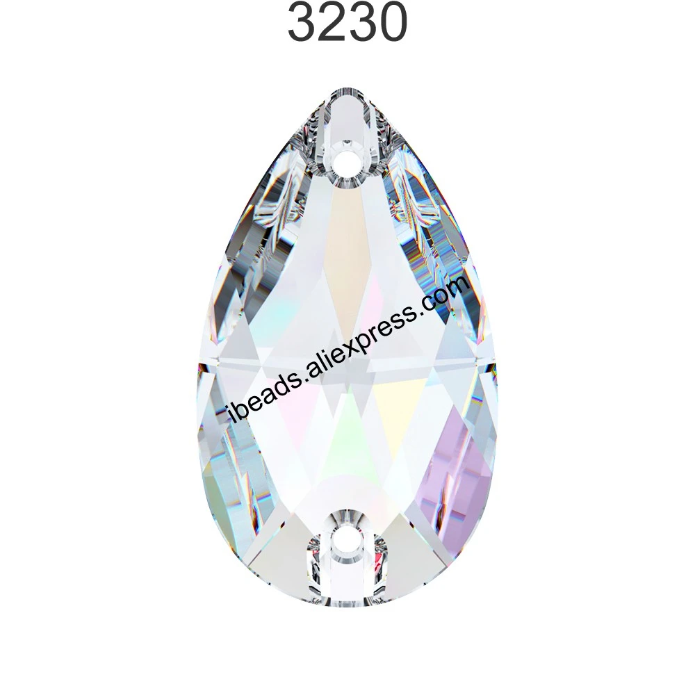 Pierres à coudre en forme de poire Swarovski, cristaux originaux, perles  amples en forme de poire, pour bricolage, décoration de vêtements, 3230