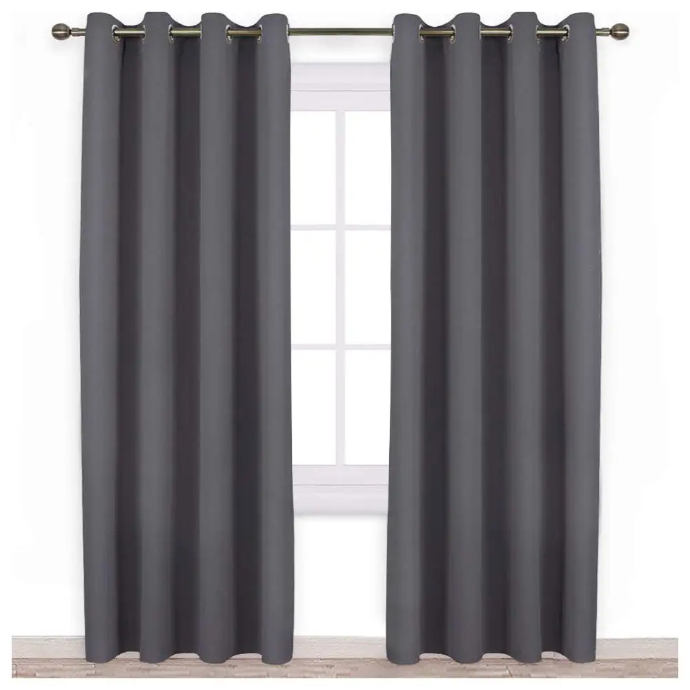 Solid Blackout Curtains for Living Room Bedroom Window Treatment Blinds Finished Drapes Modern Black Out Curtain