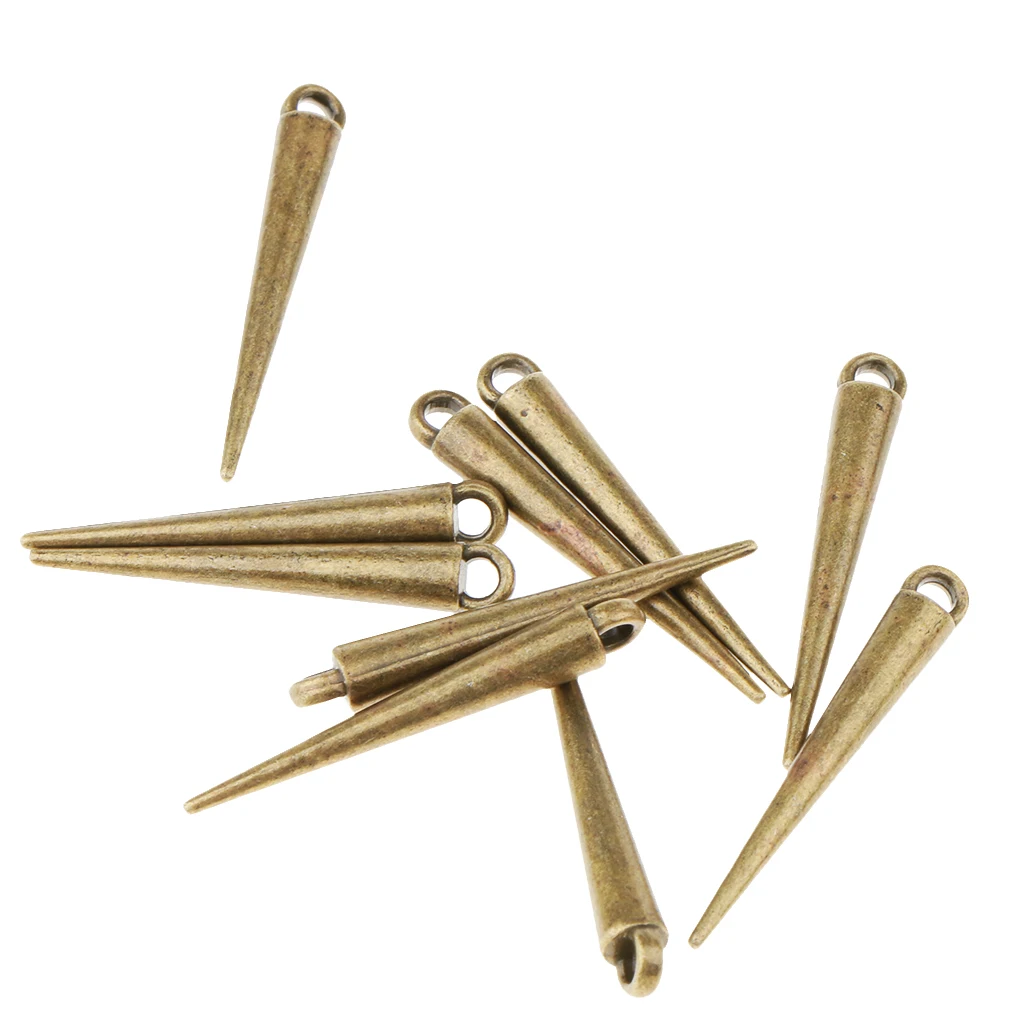 10 Pieces Cone Shape Metal Pendant Beads 34mm for Earring Necklace DIY Keyring Jewelry Findings Punk Style