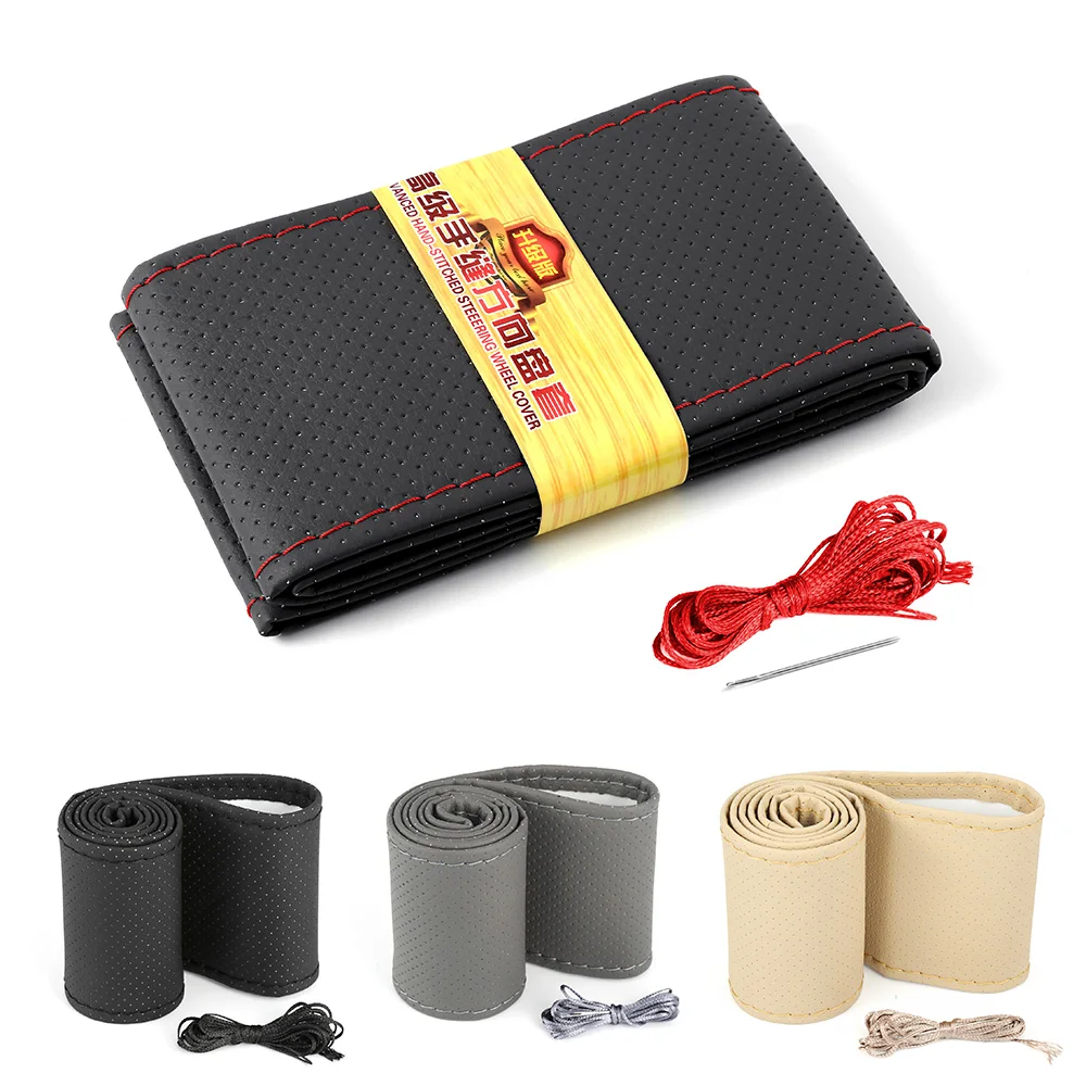 37cm/38CM DIY Steering Wheel Covers Soft Leather Braid on the steering-wheel of Car With Needle and Thread Interior accessories 37cm/38CM DIY Steering Wheel Covers Soft Leather Braid on the steering-wheel of Car With Needle and Thread Interior accessories