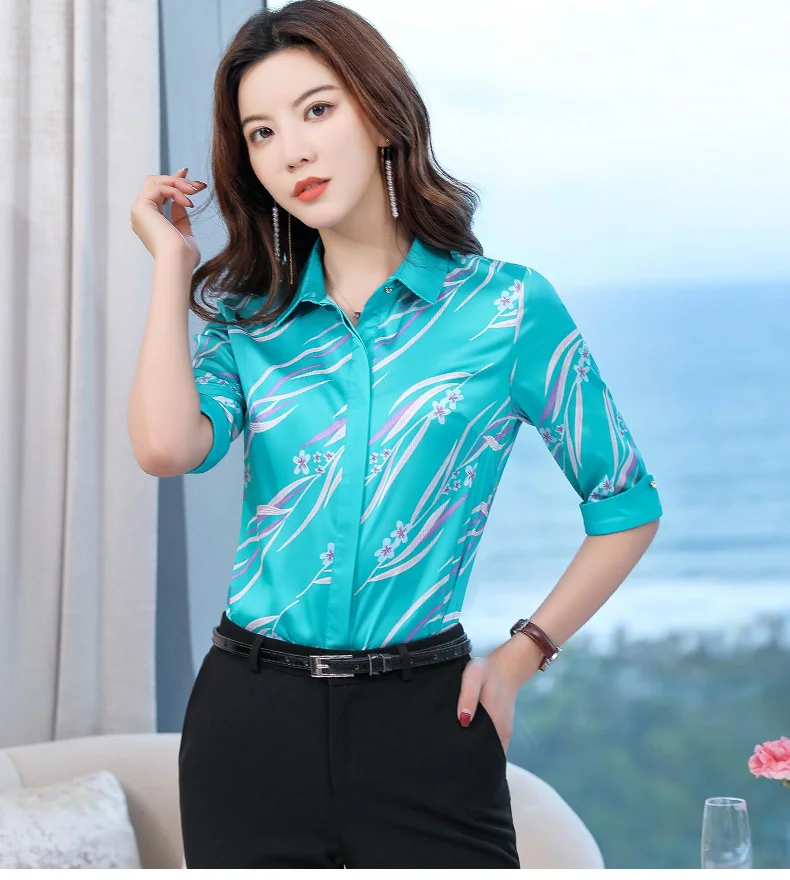 Naviu новая мода высокое качество рубашка с принтом Половина рукава женские блузки офисные женские стильные топы blusas официальная Рабочая одежда