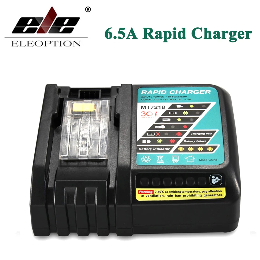 

ELEOPTION 6.5A Rapid Charger For MAKITA Lithium-Ion Battery DC18RA DC18RC BL1830 BL1815 BL1840 BL1850