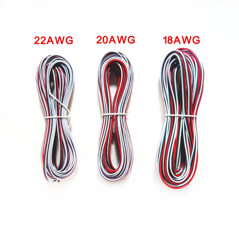 2Pin 3Pin 4Pin 5Pin 5 м 10 м 20 м 18AWG 20AWG 22AWG электрический удлинитель провода кабель для одного цвета RGB RGBW светодиодный светильник