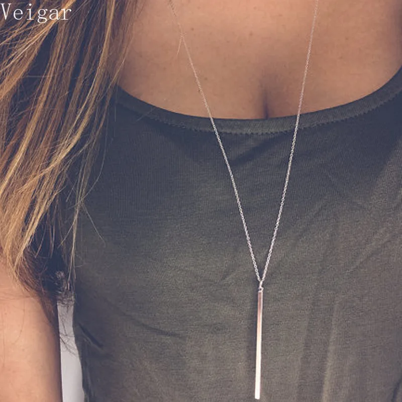 

Simple Delicate Fine Bar Necklaces & Pendants Long Rod Necklace Fashion Summer Jewellery Gold/Silver Color Collier Femme 2018