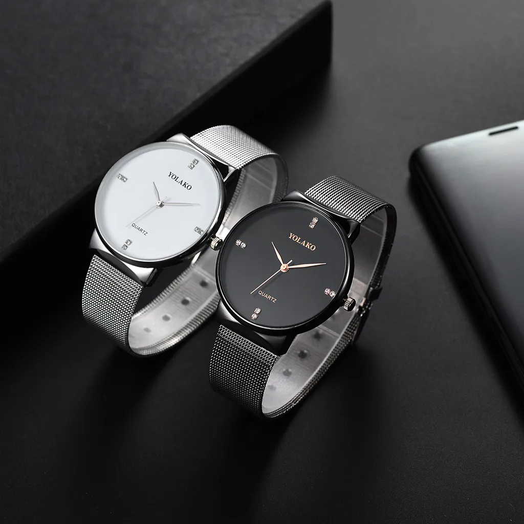 

Genvivia Fashion Clock Wristwatches Men Watch Crystal Stainless Steel Analog Quartz Wrist Watch Men Bracelet Watches #w20