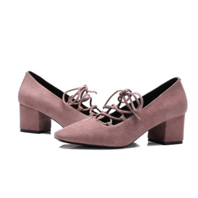 En Printemps Nouveau Femmes rose Profonde Chaussures Bouche Avec Carrée 2019 Simples Mouton Épais Noir Haut Cuir Peu Strap Croix Tête Talon da5PURUqW
