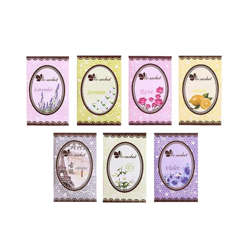 

Lovely 7 Taste Fresh Air Scented Fragrance Home Wardrobe Drawer Car Perfume Sachet Bag New 7pcs/Pack