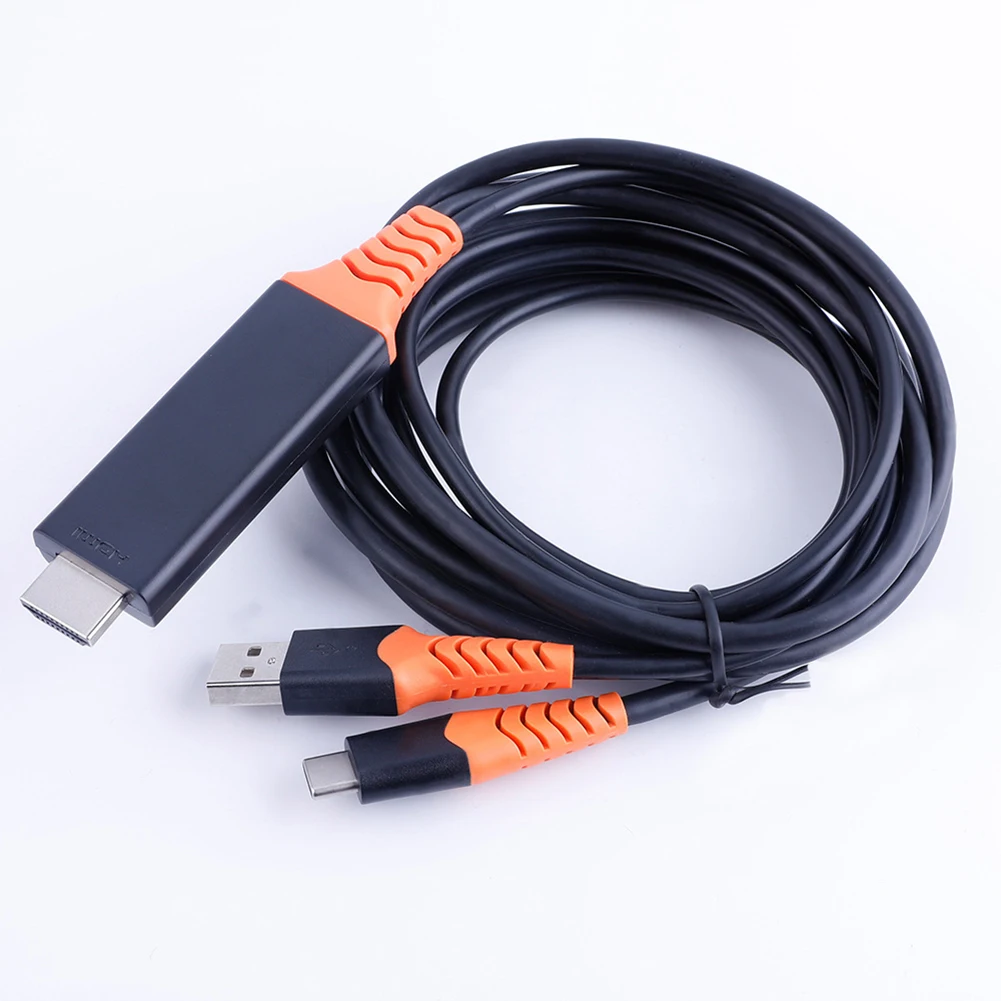 

2 in 1 Type C To HDMI HDTV AV TV Cable Adapter Type-C to HDMI 4K Ultra-Clear TV Cable for Phone Macbook PC