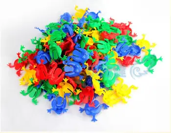 

Candice guo! funny plastic toy colorful frog press jump far kindergarten prize kids children birthday Christmas gift 1bag