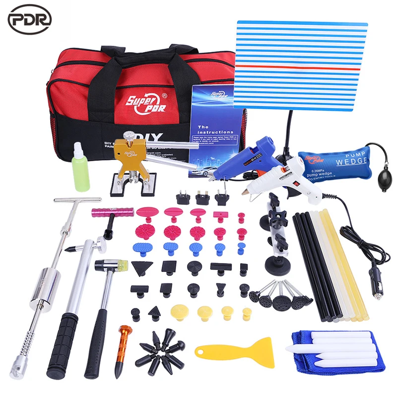 PDR Tools Kit Paintless Dent Repair Tools Dent Removal White Reflector Board Dent Puller Slide Hammer Dent Lifter Glue Tools