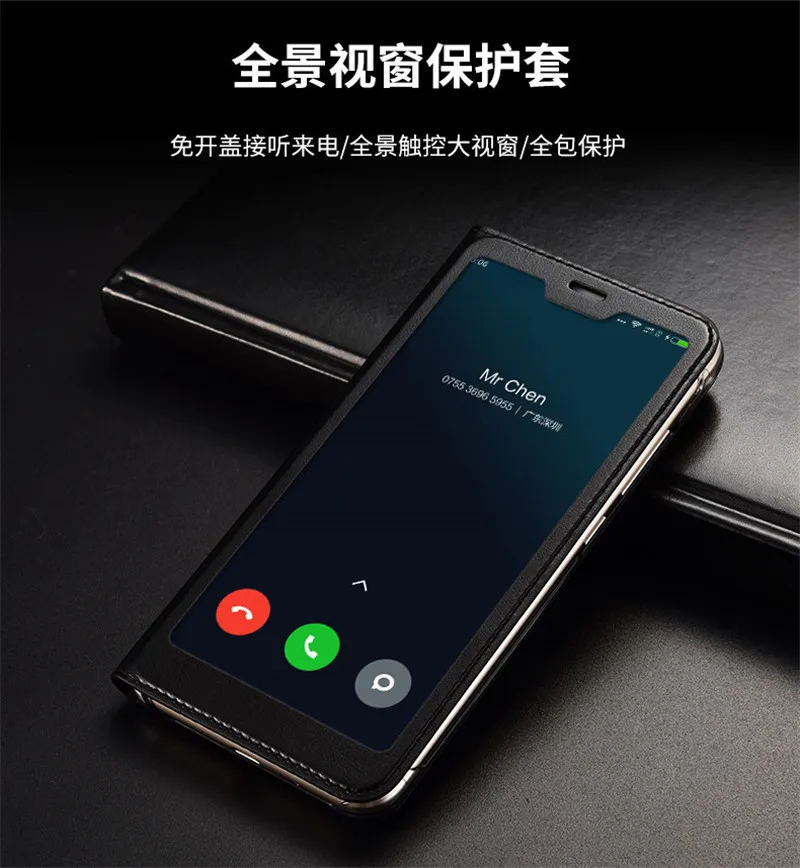 Newest for Xiaomi Redmi Note 6 Pro Case Full View Window PU Leather Flip Cover Funda Case for Xiaomi Redmi Note 6 Pro Phone Case08