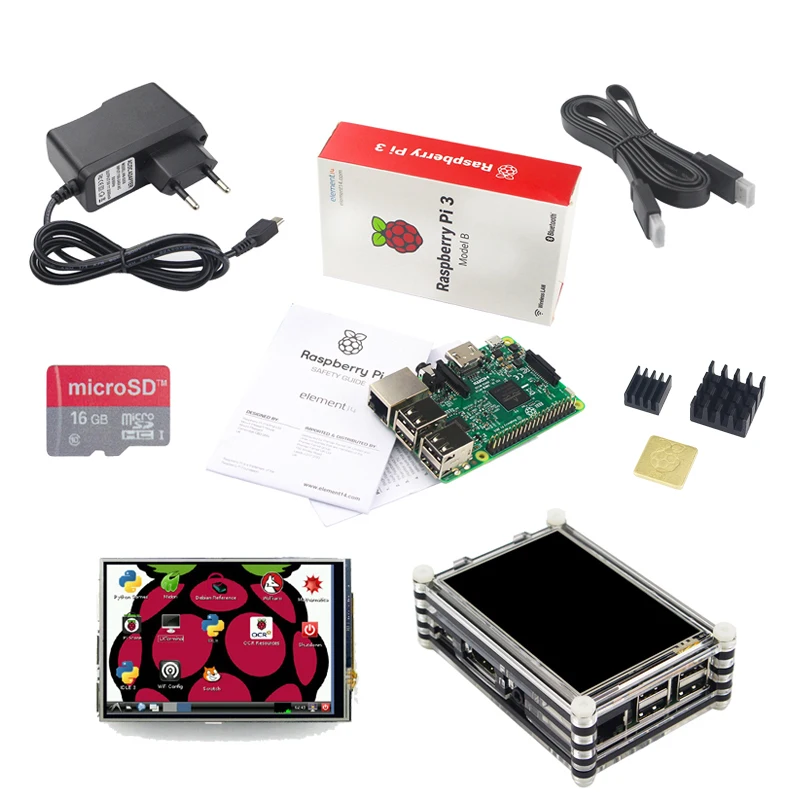 NEW Raspberry Pi 3 Starter Kit Raspberry Pi 3 Model B 3 5 Inch Touchscreen 16G