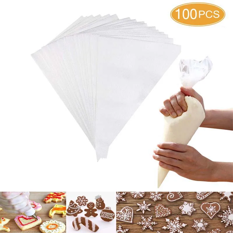 

100Pcs Disposable Cream Pastry Bag Cake Icing Piping Decorating Tool Cupcake Decorating Piping Icing Bag
