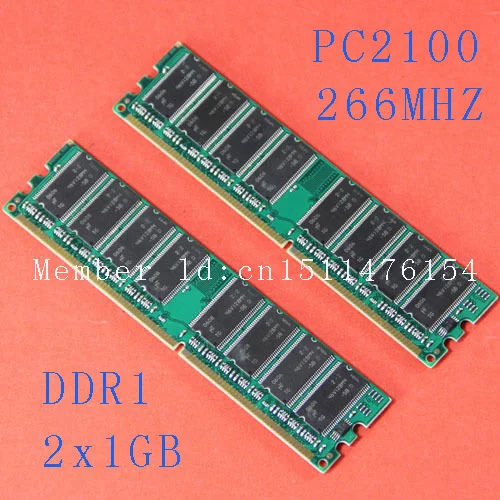 

New Desktop 2X1GB DDR DDR1 PC2100 ddr266 266MHz PC-2100 184PIN Low Density DIMM Memory CL3 RAM Module Free shipping