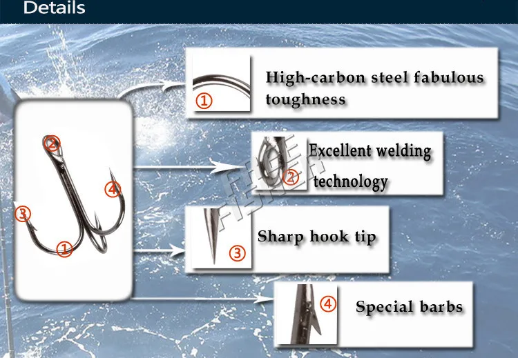 Комплект рыболовных крючков 100 шт. 2 вида рыболовные тройной крючки с пробивкой HC-5
