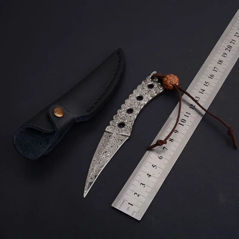 

Hysenss Damacsus Straight Fixed Blade Knife Outdoor Tactical Camping Hunting Survival Pocket Utility EDC Tools Leather Sheath