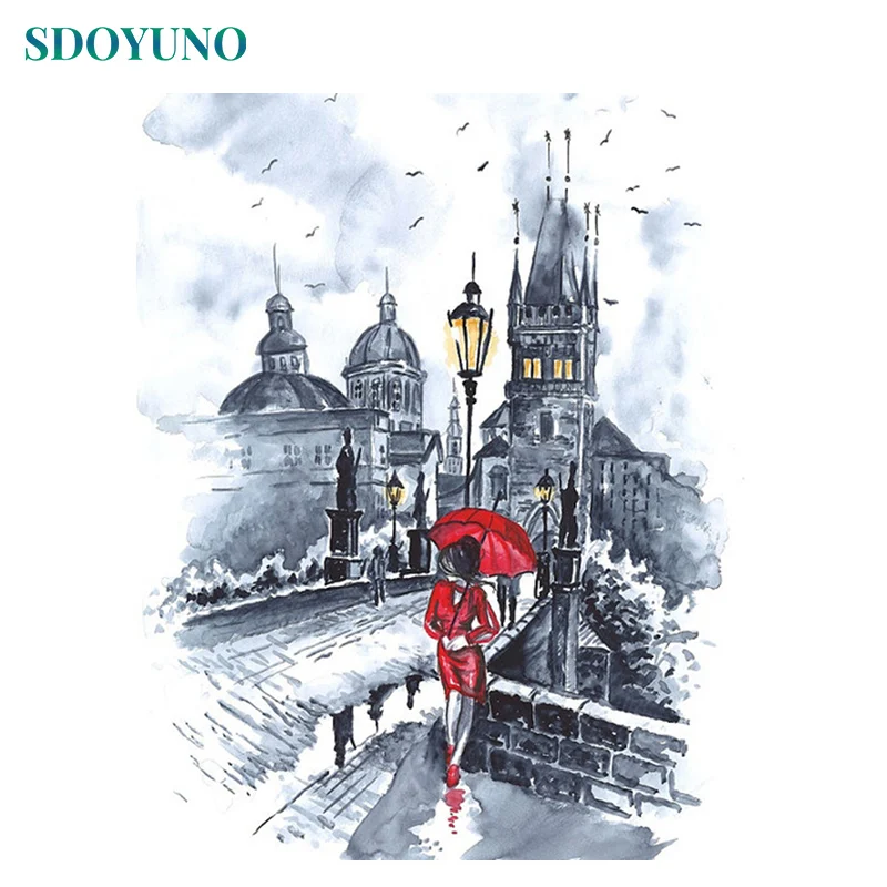 

SDOYUNO Frameless Painting By Numbers Landscape on canvas 60X75cm DIY pictures by numbers Home Decoration Wall Art For Gift