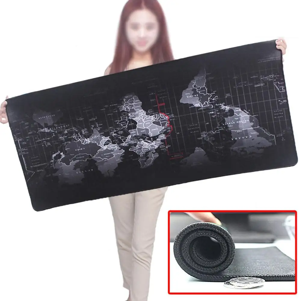  800x300/900x400mm World Map Locking Edge Mouse Pad Gamer Large Size Computer Keyboard Mat Table Gam