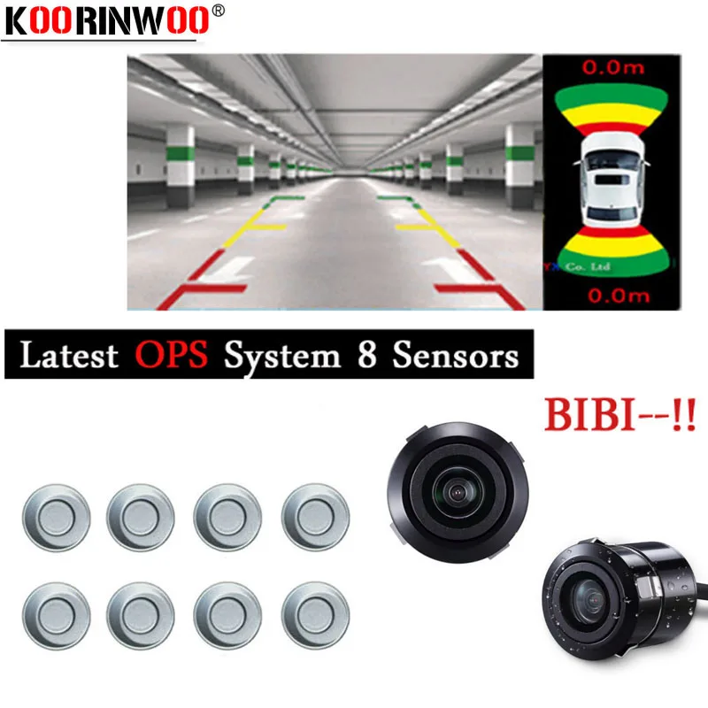 

Koorinwoo OPS Car Parking Sensors 8 Speed System OBD Plug Radar Alarm Parktronic 4 Front Probes Reversing Rearview Car-styling
