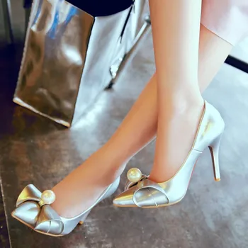 

Big Size Ladies high heels women shoes woman pumps Metal decoration High-heeled single shoes