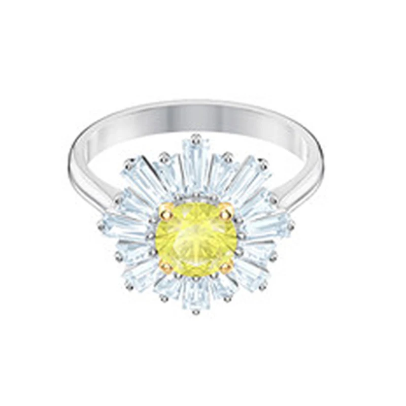 

100% 925 Sterling Silver Original 1:1 New Lady Charm Romantic Love Sun Pattern Silver Sun Flower 925 Silver Ring Jewelry 5482709