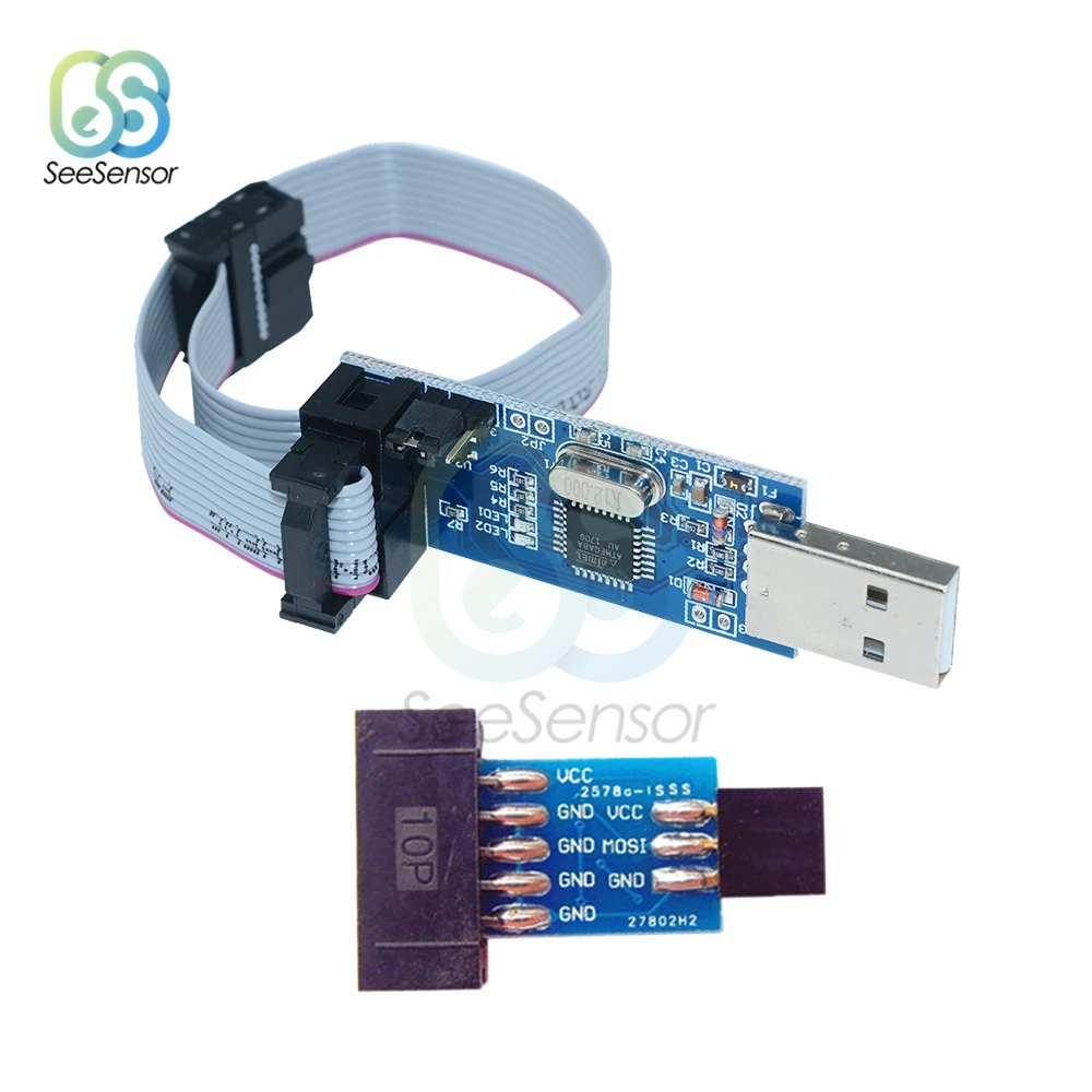 

2Pcs/Set 10Pin To 6 Pin Adapter Board + USBASP USBISP AVR Programmer USB ATMEGA8 ATMEGA128 ATtiny/CAN/PWM 10Pin Wire Module