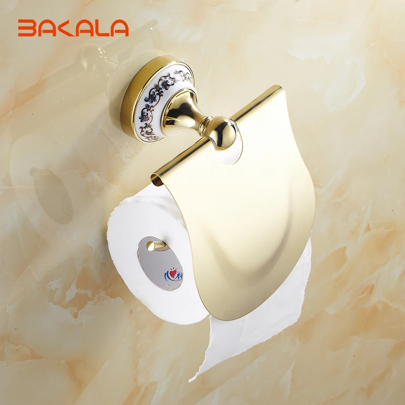 BAKALA Золотой медный держатель в туалет бумажная стойка позолоченная вешалка для полотенец для ванной Аксессуары BR-5506