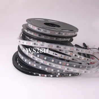 

5m DC12V WS2811 Black/White PCB 30/48/60 leds/m, 10/16/20 pixels/m led strip,every 3leds addressable, waterproof IP30/IP65/IP67