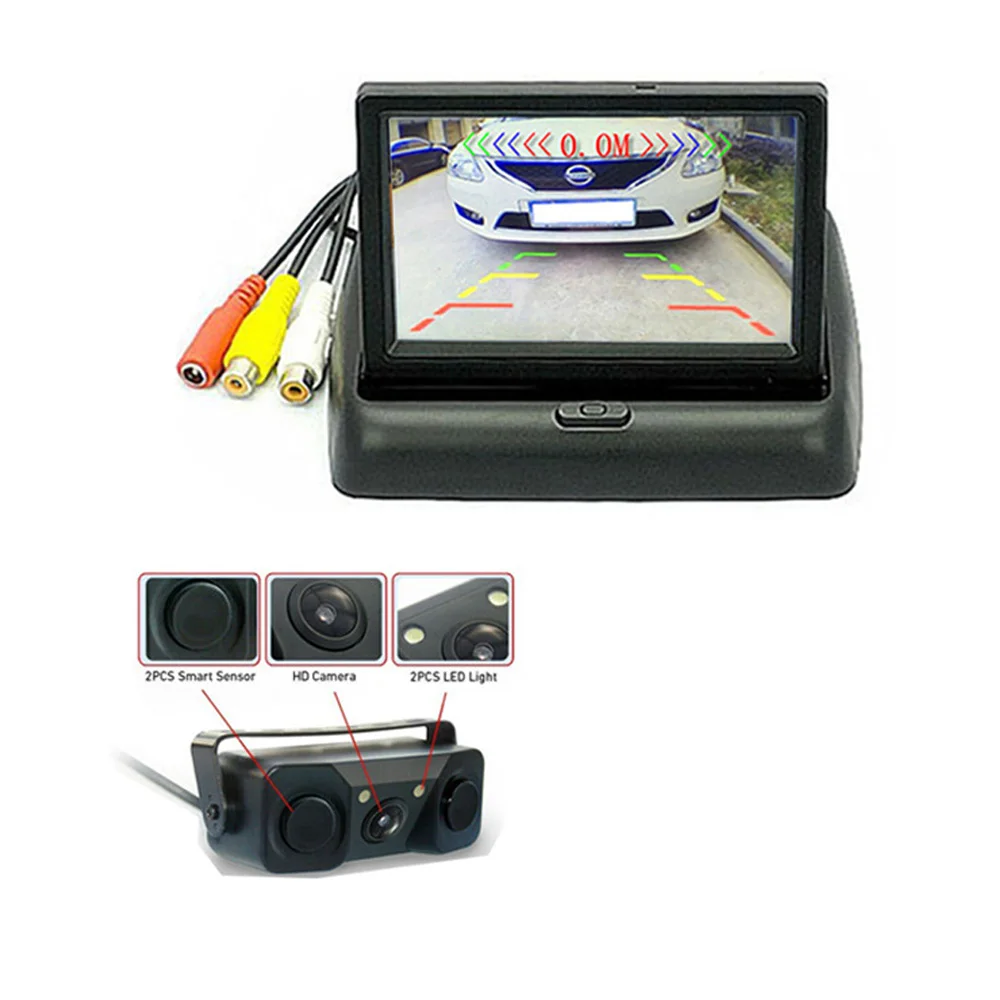 new car LCD Monitor + Rearview Camera Car Parking Sensor Kit 2 Sensors