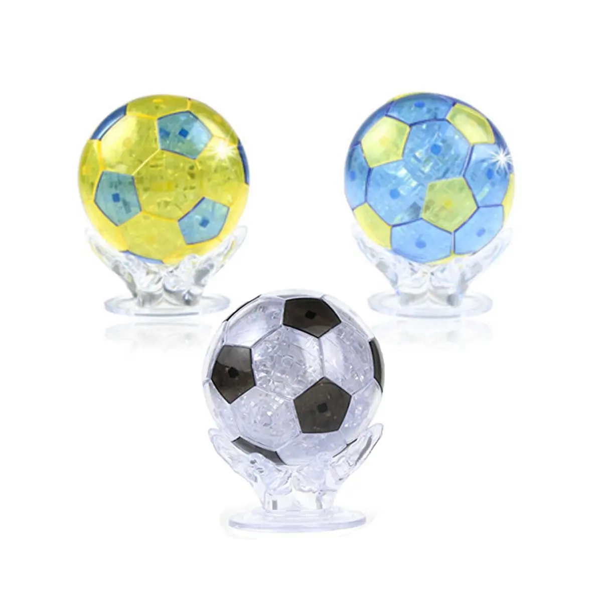 

3 Pcs DIY 3D Jigsaw Crystal Puzzle with Flash LED Light - Football ( Clear& Blue & Yellow)