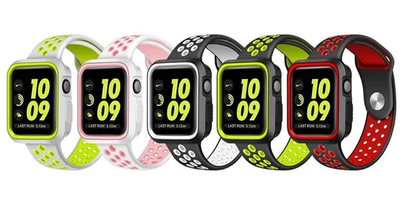 Силиконовый спортивный ремешок для Apple Watch band 4, 3, 2, 42 мм, 44 мм, iwatch band 38 мм, 40 мм, наручный браслет, чехол для часов, набор аксессуаров