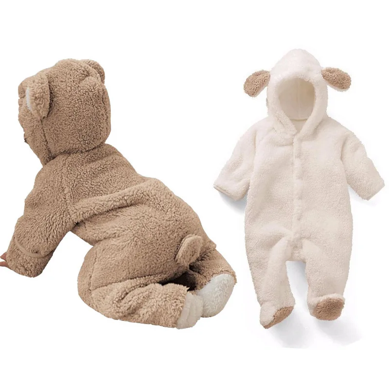 UNIKIDS Unikids Longsleeve Coral Fleece Romper With Tail Cute Winter