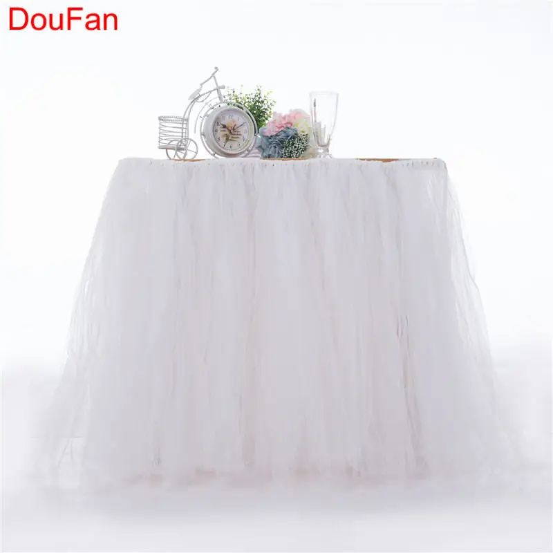 DouFan 1 шт. 20 цветов Тюлевая оборка для стола DIY для свадьбы девушка день рождения, детский душ сувениры вечеринка с принцессой украшения дома - Цвет: Ivory