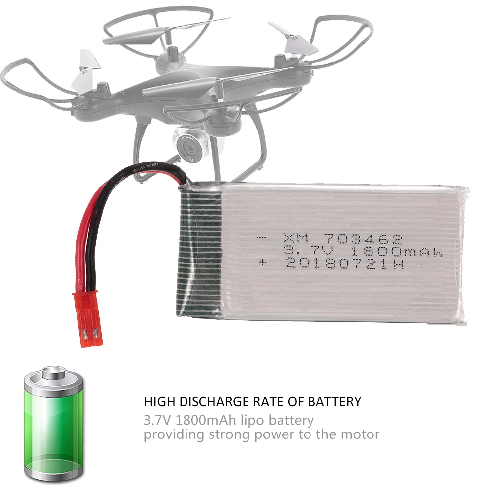 

RC Battery 3.7V 1800mAh Lipo Battery for Utoghter 69601 Wifi FPV Drone Quadcopter Parts
