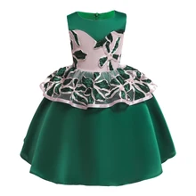 New baby girl evening dress sleeveless pattern stitching Lace Applique Wedding Flower Bridesmaid summer new style fairy style sleeveless tiny flower pattern dress for women